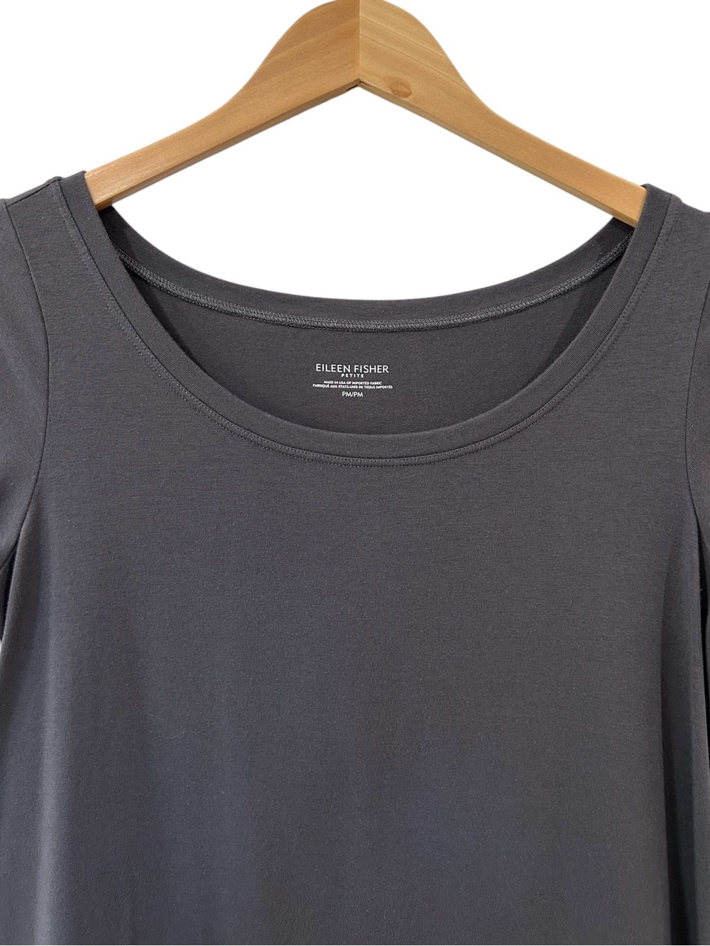Eileen Fisher Organic Cotton Jersey knit Dress PM petite medium grey minimalist - Picture 4 of 6